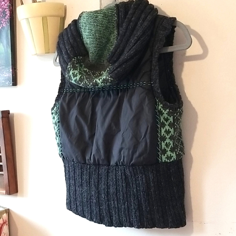 Hold $250 RARE Wool Knit Lined and Hooded Sweater Puffer Vest FIRM X FREE PEOPLE
